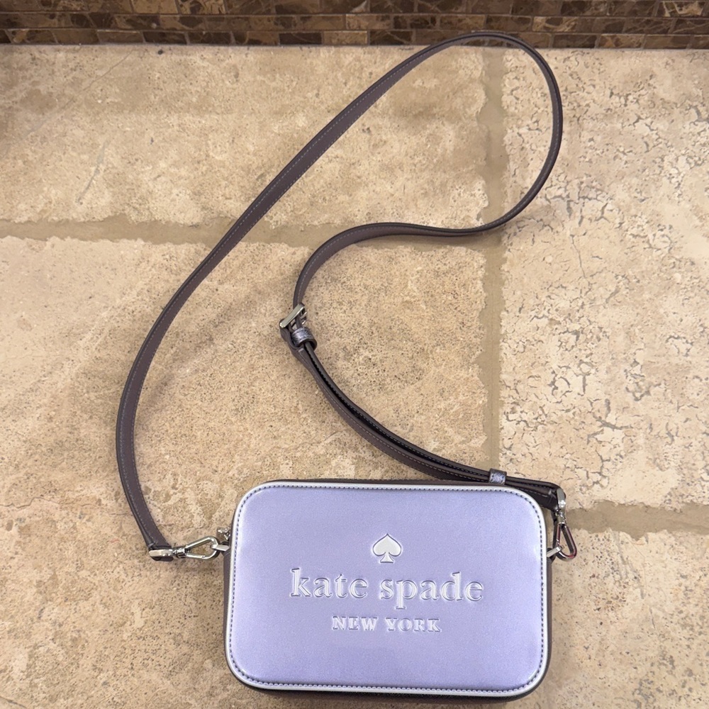 kate spade lilac crossbody with brown strap